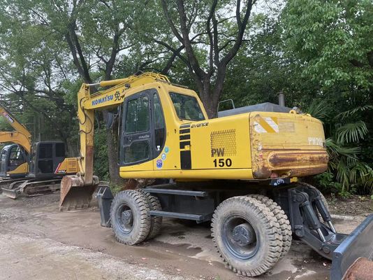 Kompak Jepang Digunakan Komatsu Excavator PC150W-6 Digunakan Roda Excavator