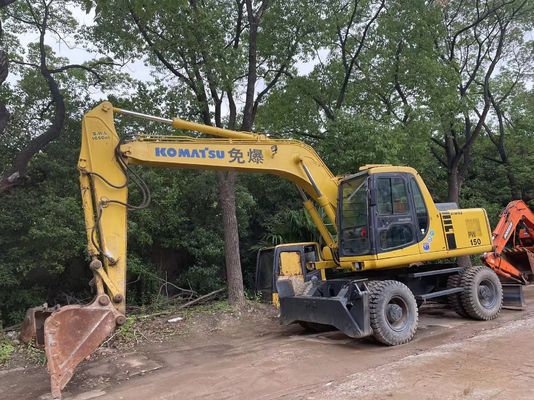 Kompak Jepang Digunakan Komatsu Excavator PC150W-6 Digunakan Roda Excavator